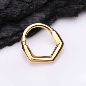 Detail View 1 of Golden Majestic Hexa Steel Seamless Clicker Hoop Ring